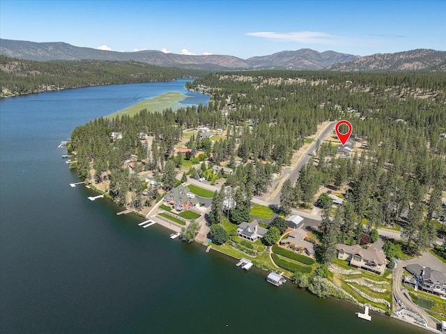 6571 Kate Dr, Nine Mile Falls, WA 99206 - aerial view of property's location with a water and mountain view and a forest