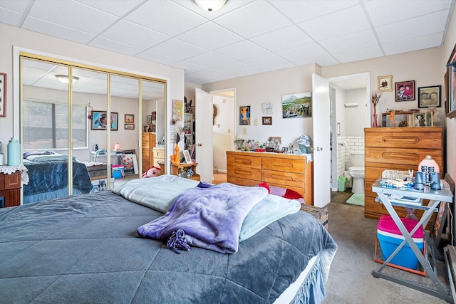 1716 N Pettet Dr Apt 2, Spokane, WA 99205 - carpeted bedroom with a paneled ceiling, a closet, and ensuite bath