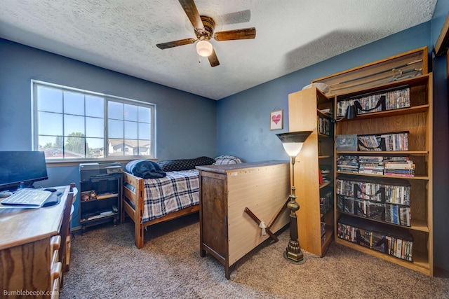 1612 E Sharpsburg Ave, Spokane, WA 99217 - carpeted bedroom with a textured ceiling, an office area, and ceiling fan