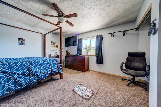 1612 E Sharpsburg Ave, Spokane, WA 99217 - bedroom with a textured ceiling, carpet floors, and ceiling fan