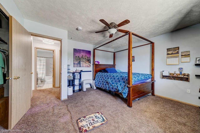1612 E Sharpsburg Ave, Spokane, WA 99217 - bedroom featuring carpet floors, a textured ceiling, and a ceiling fan