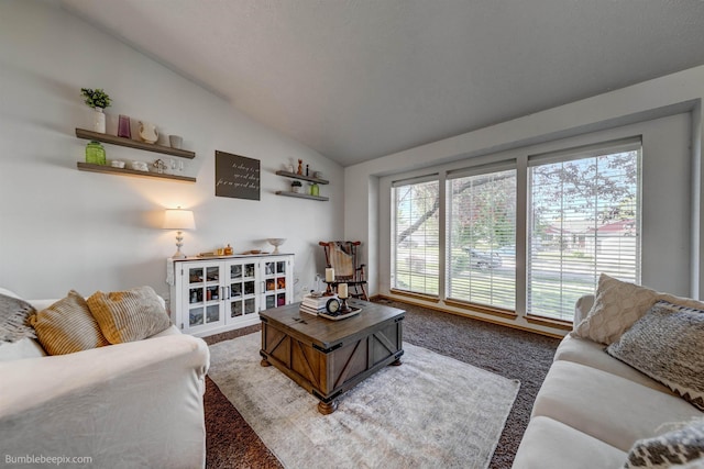 1612 E Sharpsburg Ave, Spokane, WA 99217 - living area featuring lofted ceiling and light colored carpet