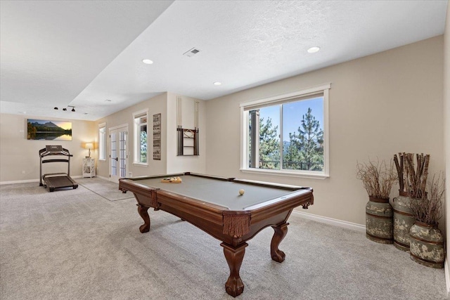 7105 S Saddle Ridge Ln, Spokane Valley, WA 99016 - game room featuring carpet, recessed lighting, billiards, and french doors