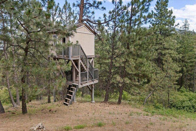 7105 S Saddle Ridge Ln, Spokane Valley, WA 99016 - exterior space with stairway and a wooden deck