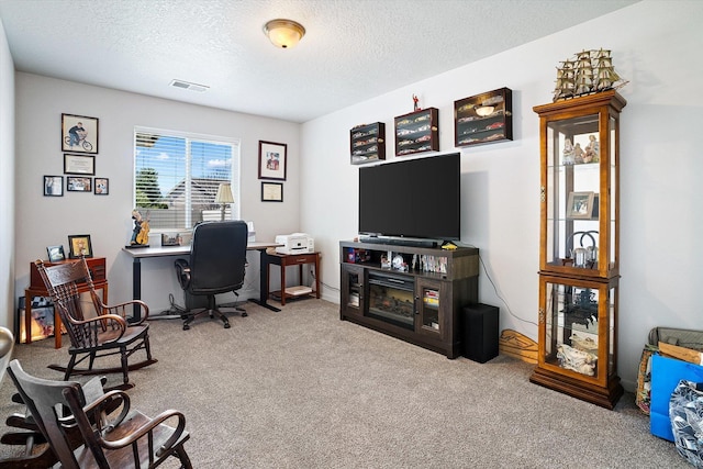 124 S Lone Tree Ave, Spokane Valley, WA 99016 - carpeted home office with a textured ceiling