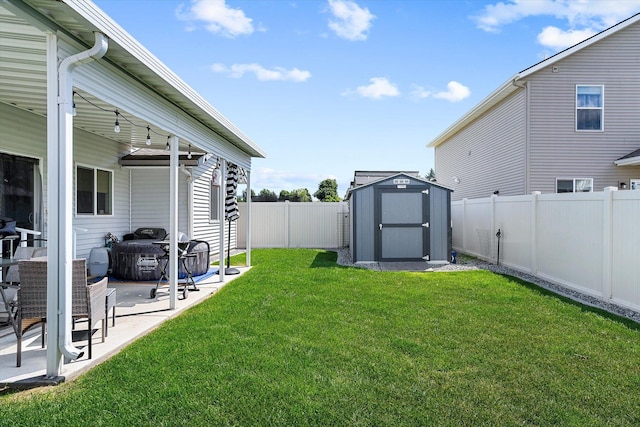 124 S Lone Tree Ave, Spokane Valley, WA 99016 - fenced backyard with a storage shed and a patio