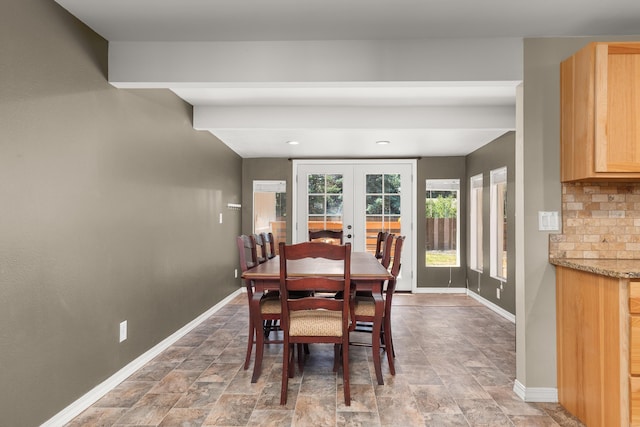 1718 S Bolivar Rd, Spokane Valley, WA 99037 - dining room with french doors and stone finish floors