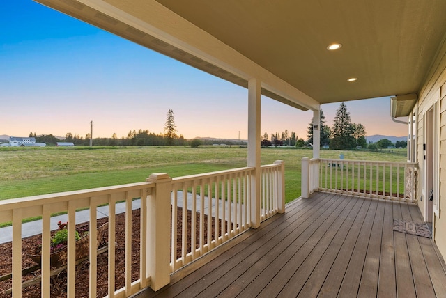 37818 N Grove Rd, Deer Park, WA 99006 - wooden terrace with a yard, a view of countryside, and a wall unit AC