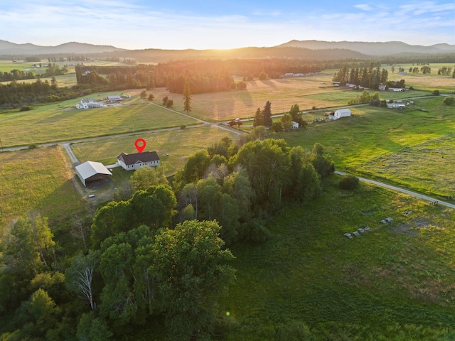 37818 N Grove Rd, Deer Park, WA 99006 - aerial view of property and surrounding area featuring rural landscape and a mountain backdrop