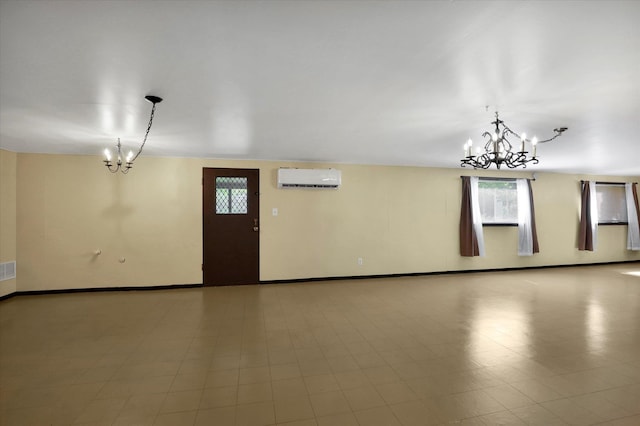 1102 S Buena Vista Dr, Spokane, WA 99224 - unfurnished dining area featuring a chandelier and an AC wall unit