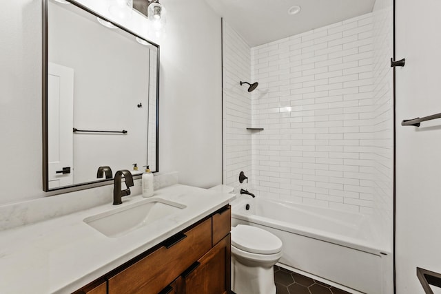 5206 S Willamette St, Spokane, WA 99223 - full bathroom featuring vanity, shower / washtub combination, and tile patterned floors