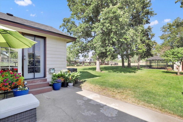 1310 N Woodruff Rd, Spokane Valley, WA 99206 - view of yard featuring entry steps, a patio, and a gazebo