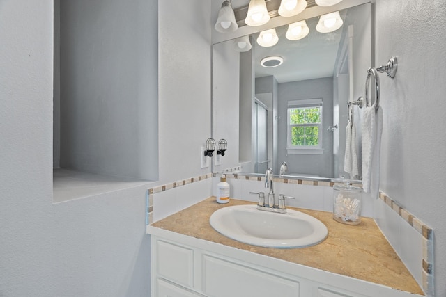 5214 S Myrtle Ln, Spokane, WA 99223 - full bath featuring vanity and a shower with door