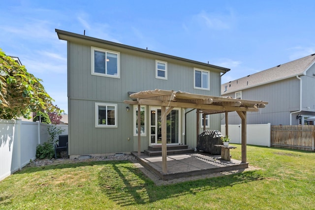 5214 S Myrtle Ln, Spokane, WA 99223 - rear view of house featuring a pergola, a fenced backyard, a patio, and entry steps