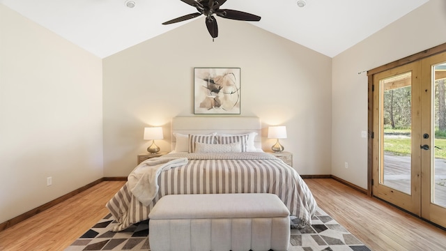 38415 N Hatch Rd, Deer Park, WA 99006 - bedroom with access to exterior, wood finished floors, vaulted ceiling, and ceiling fan