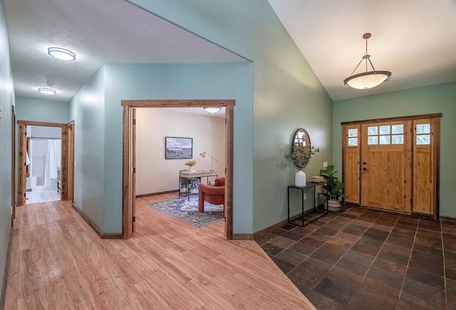 38415 N Hatch Rd, Deer Park, WA 99006 - foyer entrance featuring high vaulted ceiling and dark wood-style floors