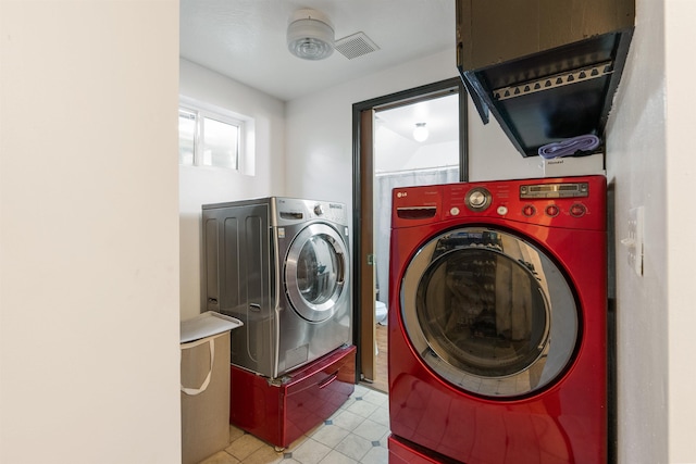 2624 E Boone Ave, Spokane, WA 99202 - laundry room featuring washing machine and clothes dryer and light tile patterned flooring