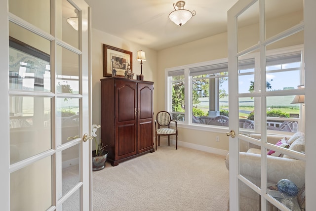 6815 S Palouse Hwy, Spokane, WA 99223 - living area with french doors, carpet flooring, and a water view