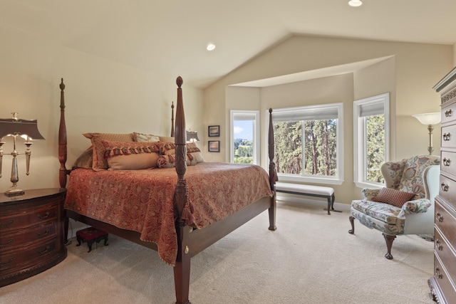 6815 S Palouse Hwy, Spokane, WA 99223 - bedroom with lofted ceiling, carpet floors, and recessed lighting