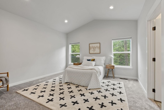 826 Thomas Ln, Newport, WA 99156 - carpeted bedroom with multiple windows, lofted ceiling, and recessed lighting