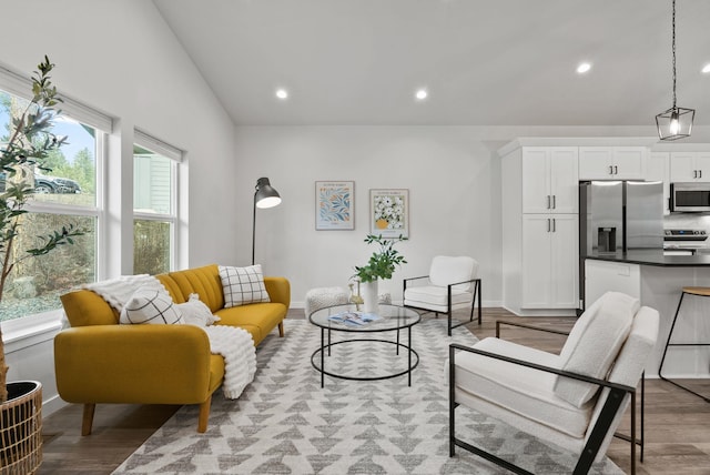 826 Thomas Ln, Newport, WA 99156 - living area featuring light wood finished floors, recessed lighting, and vaulted ceiling