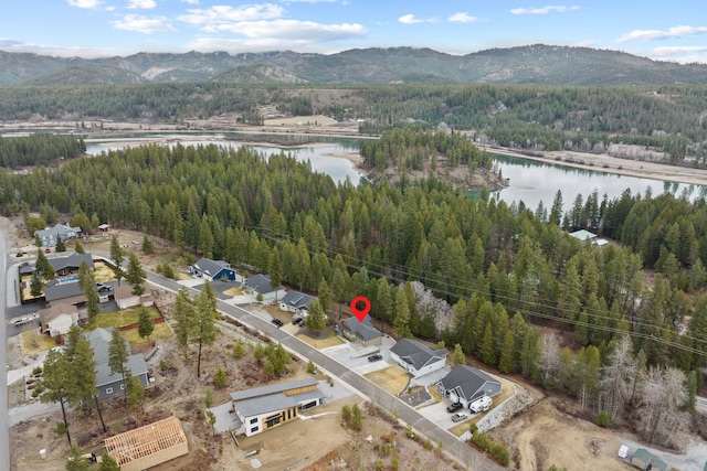 826 Thomas Ln, Newport, WA 99156 - aerial view of a heavily wooded area and a water and mountain view