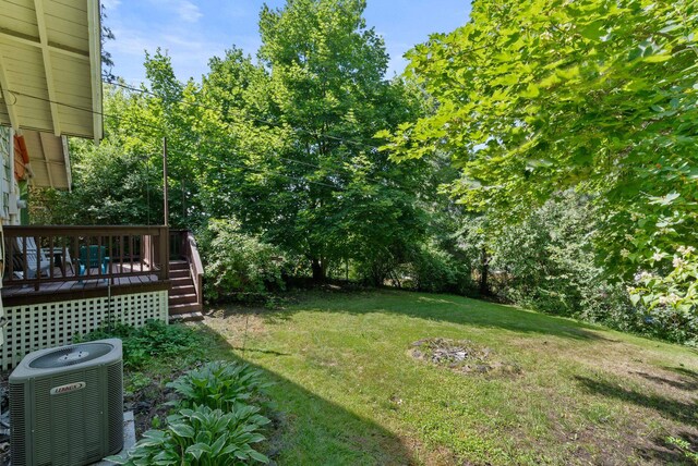 2026 W 9th Ave, Spokane, WA 99204 - view of green lawn with a deck and stairway