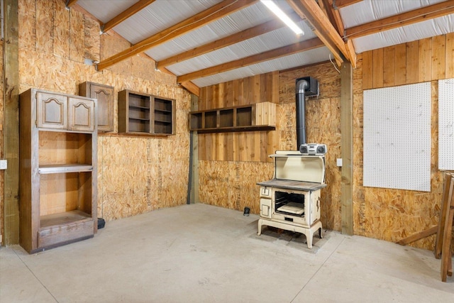 1616 N Ritchey Rd, Reardan, WA 99029 - misc room with a wood stove and concrete floors