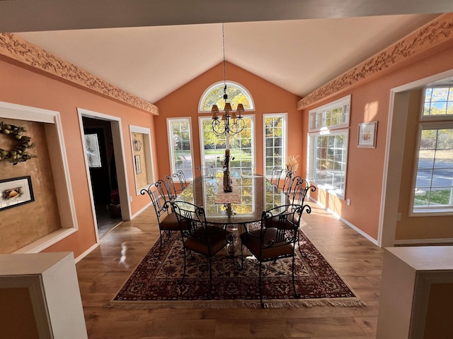 1703 W 25th Ave, Spokane, WA 99224 - dining room with a chandelier, lofted ceiling, and wood finished floors