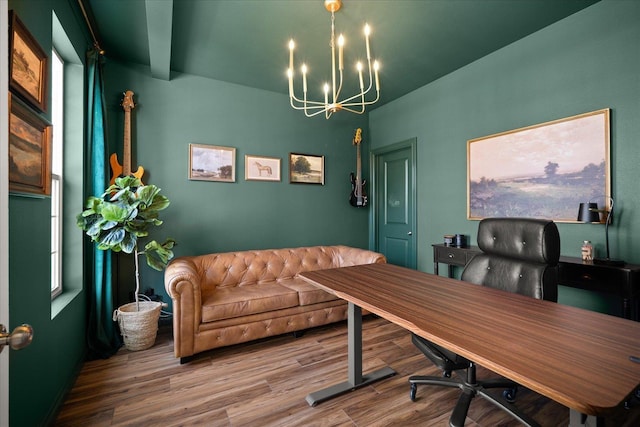 4620 E 43rd Ave, Spokane, WA 99223 - office area with a chandelier and wood finished floors