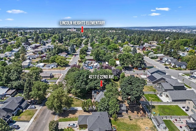 4217 E 22nd Ave, Spokane, WA 99223 - aerial view of property's location with nearby suburban area