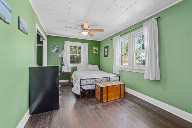 4217 E 22nd Ave, Spokane, WA 99223 - bedroom with crown molding, hardwood / wood-style floors, and ceiling fan
