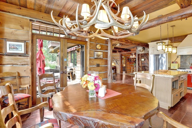 4629 Mix Way, Loon Lake, WA 99148 - dining area featuring beam ceiling and dark wood-style floors