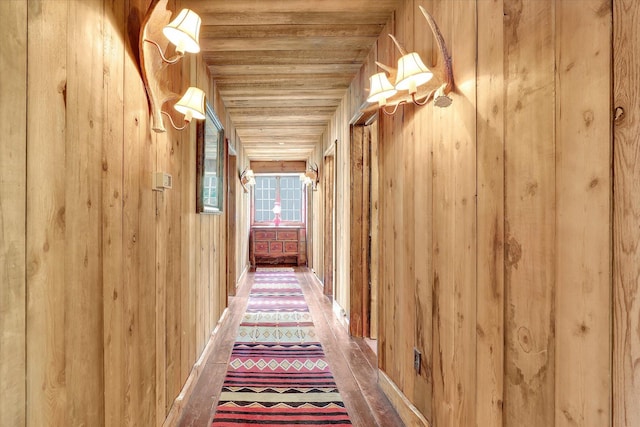 4629 Mix Way, Loon Lake, WA 99148 - corridor with wooden walls and wood ceiling