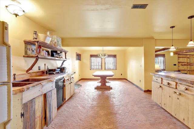 4629 Mix Way, Loon Lake, WA 99148 - kitchen featuring dishwasher, open shelves, and pendant lighting