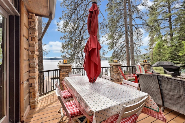 4629 Mix Way, Loon Lake, WA 99148 - wooden deck featuring outdoor dining space and a water view