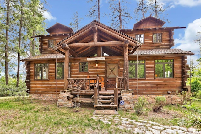4629 Mix Way, Loon Lake, WA 99148 - view of front of home with log siding and a porch