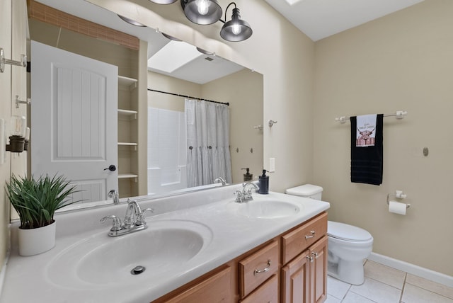 5857 Little Sandy Loop Rd, Nine Mile Falls, WA 99026 - full bathroom with tile patterned floors, double vanity, and a shower with curtain