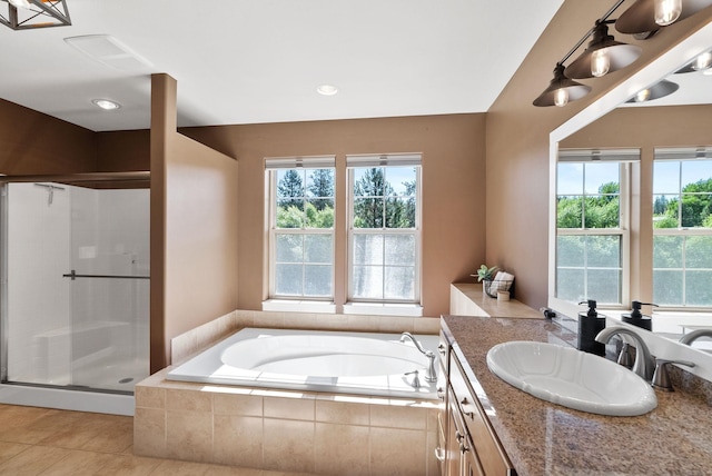 5857 Little Sandy Loop Rd, Nine Mile Falls, WA 99026 - full bathroom featuring vanity, a bath, a shower stall, and healthy amount of natural light