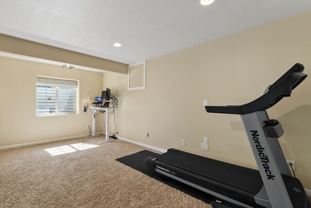 5857 Little Sandy Loop Rd, Nine Mile Falls, WA 99026 - workout area featuring carpet and recessed lighting