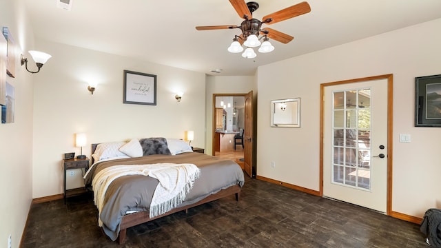 19918 E Pheasant Dr, Greenacres, WA 99016 - bedroom with access to exterior and ceiling fan