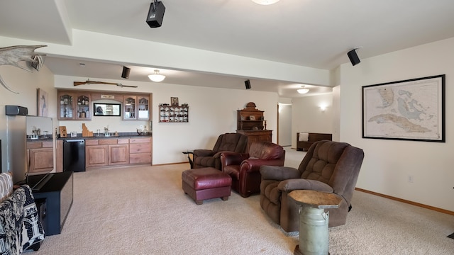 19918 E Pheasant Dr, Greenacres, WA 99016 - living area with wet bar and light colored carpet