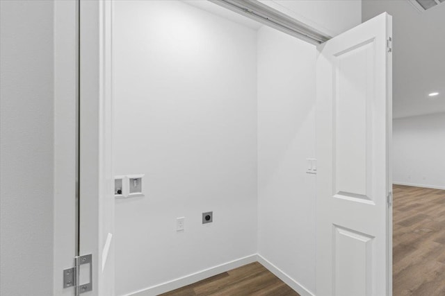 2236 E 4th Ave, Spokane, WA 99202 - washroom with hookup for an electric dryer, dark wood-type flooring, washer hookup, and recessed lighting