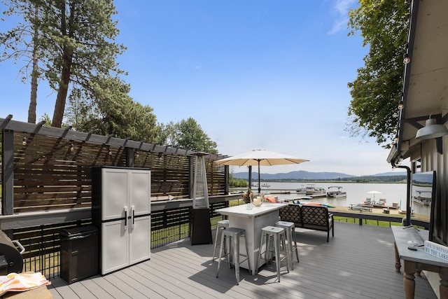 23632 E Beach Ln, Newman Lake, WA 99025 - deck with a water and mountain view