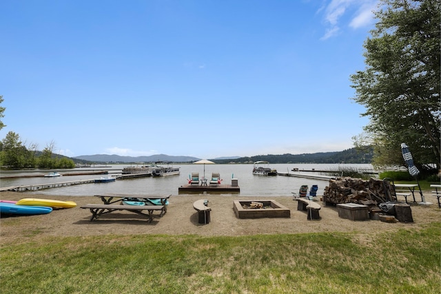 23632 E Beach Ln, Newman Lake, WA 99025 - dock area with a water and mountain view and a yard