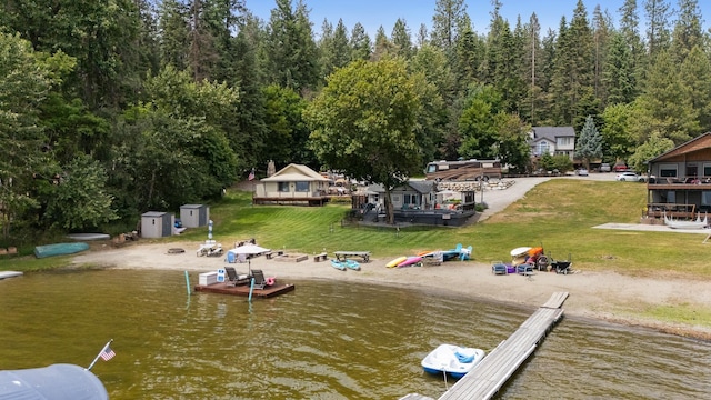 23632 E Beach Ln, Newman Lake, WA 99025 - dock featuring a water view and a lawn