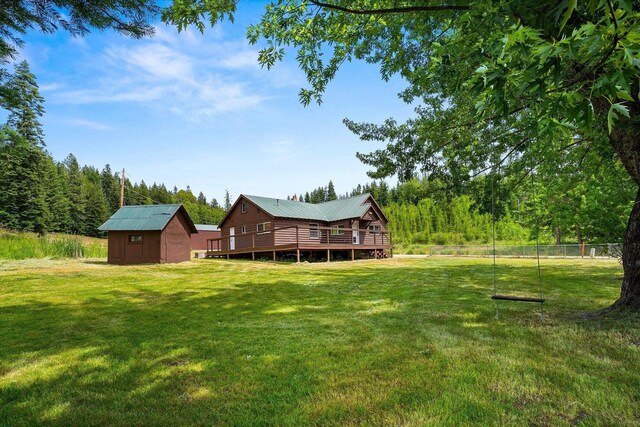 1541 Thompson Rd, Elk, WA 99009 - view of yard with a wooden deck and a shed