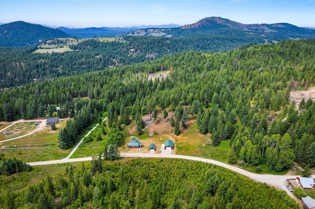 1541 Thompson Rd, Elk, WA 99009 - drone / aerial view of a heavily wooded area and a mountainous background