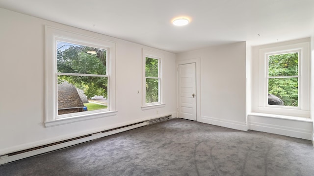 1622 W 10th Ave, Spokane, WA 99204 - empty room featuring a baseboard heating unit, plenty of natural light, and carpet flooring