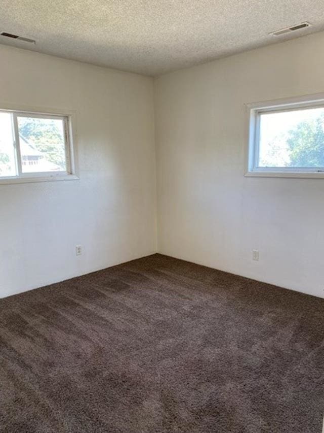 2526 W Sinto Ave, Spokane, WA 99201 - empty room featuring dark carpet, plenty of natural light, and a textured ceiling